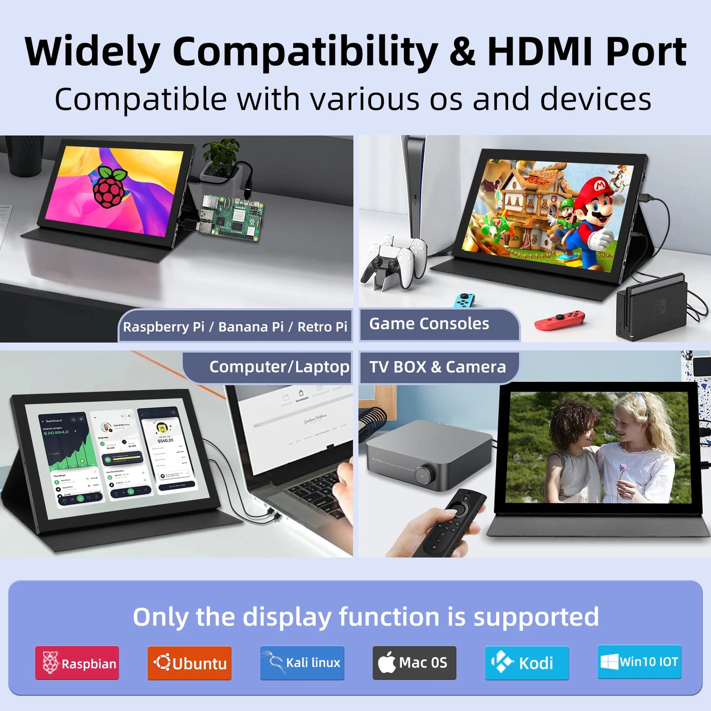10.1inch Portable Monitor with Dual-Speaker 1280x800 HDMI Monitor for PC/Laptop/Raspberry Pi/Banana Pi//Game Console