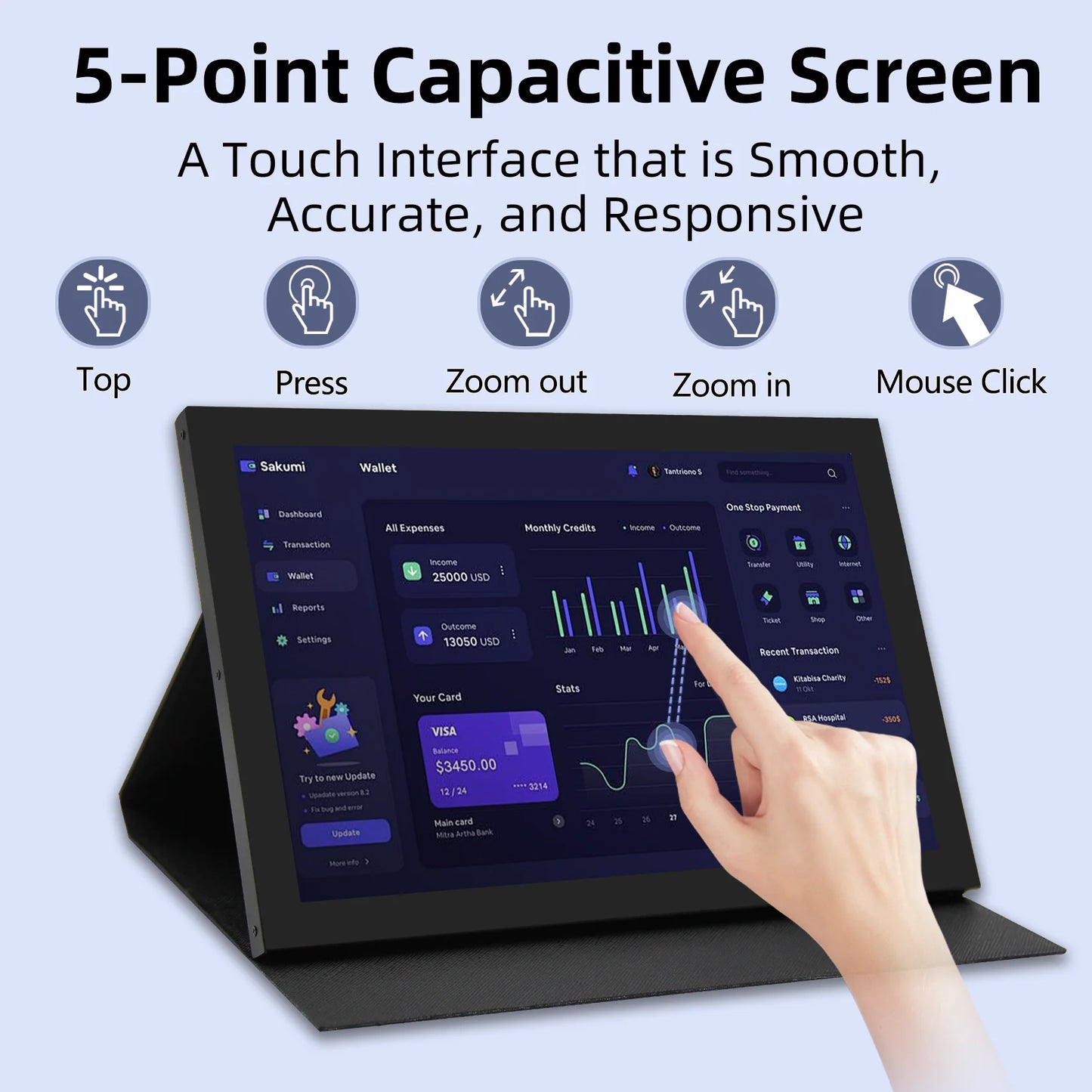 10.1inch Portable Monitor with Dual-Speaker 1280x800 HDMI Monitor for PC/Laptop/Raspberry Pi/Banana Pi//Game Console
