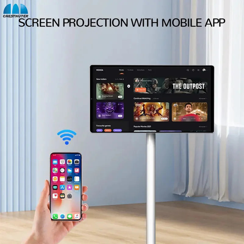 21.5” Smart Touch Display – Android 12 All-in-One Portable Monitor with Battery & Rotating Stand