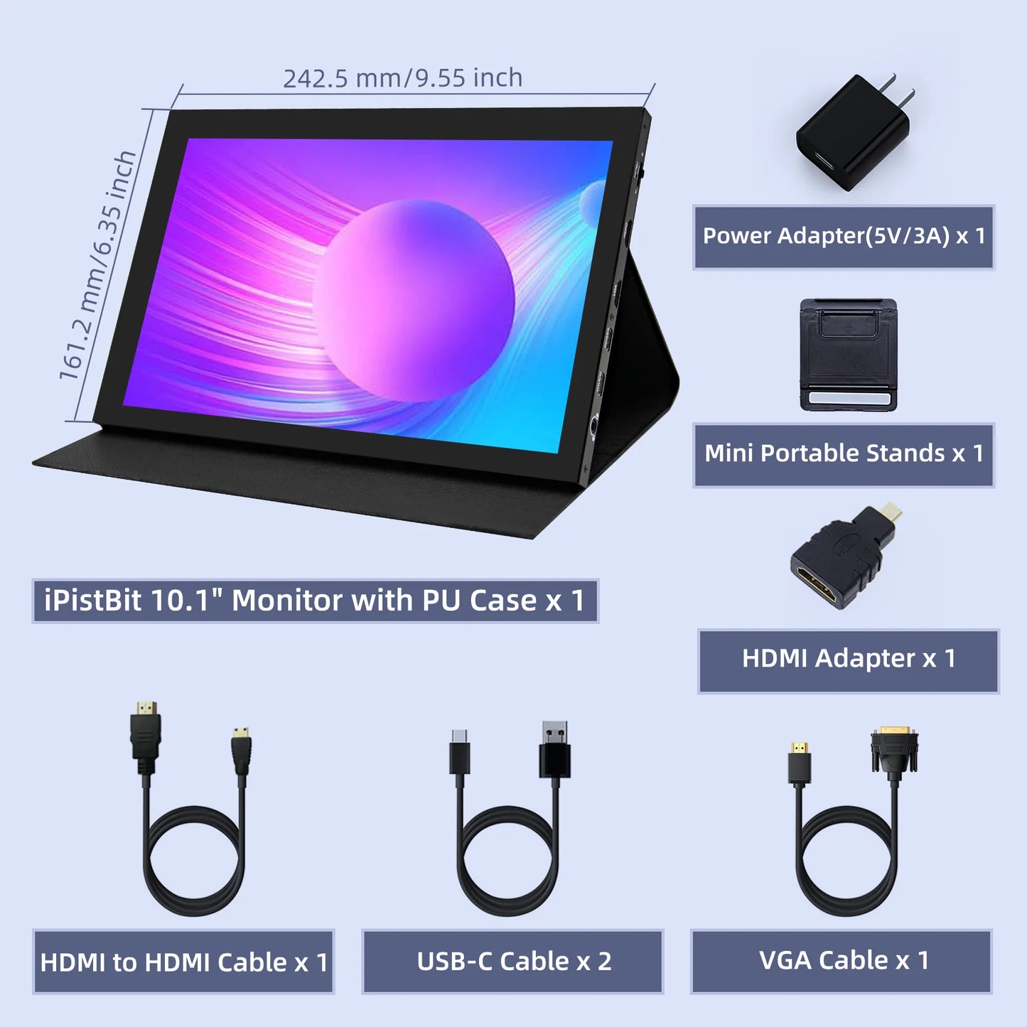 10.1inch Portable Monitor with Dual-Speaker 1280x800 HDMI Monitor for PC/Laptop/Raspberry Pi/Banana Pi//Game Console