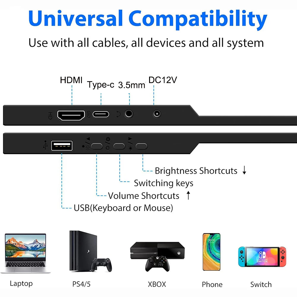 17.3” Portable Gaming Monitor – FHD External Display for Laptop, PS5, Xbox, Switch & PC