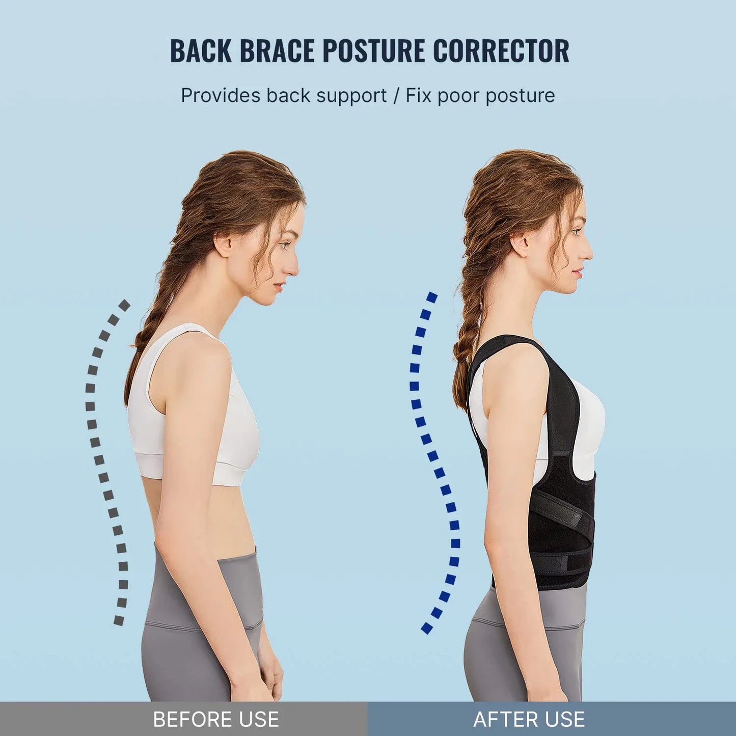 Adjustable Back Posture Corrector – Full Back Support for Men & Women
